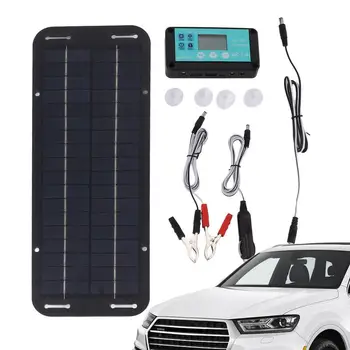 Слънчево зарядно за кола с мощност 20 W, преносим водонепроницаемое зарядно на слънчева енергия 12 / 24 В, комплект за зареждане на слънчеви панели за кола