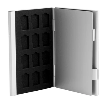 Сребристо алуминиево хранилище за карти с памет, в случай Box Holder на 24 карти