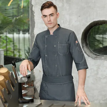 Стилен мъжки работно облекло с дълъг ръкав Chinese Hot Pot, Работно облекло майстор-готвачите на ресторанта