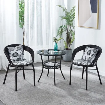 Столове от ратан са Подходящи за градински мебели, тераса, тераси, релаксираща ергономия, сгъване, маса за хранене, комбинация от ръчно изработени столове