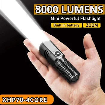 Супер ярки led фенерче MINI XHP50, USB фенерче, акумулаторна батерия риболовен фенер с увеличение, мощна лампа за къмпинг с 3 режима на осветление.
