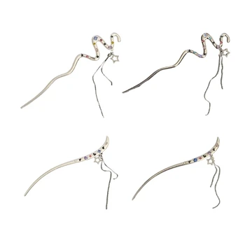 Темпераментен шнола във формата на змии с цветно цирконием, Доброто щипки за коса, сватбени аксесоари за коса за жени с дълги коси