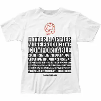 Тениска Radiohead Монтьор Happier, мъжки оригиналният тениска рок-н-ролльной група в ретро стил, бяла