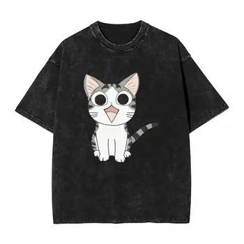 Тениска с японски котка Чи The Cat, популярните тениски, реколта блузи с къс ръкав, плажни ежедневни тениски с кръгло деколте в голям размер