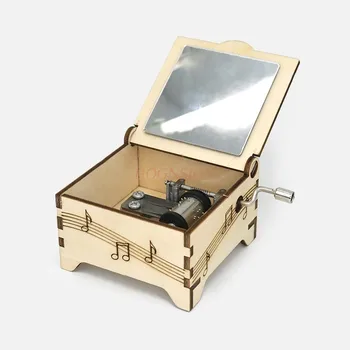 Технология на малки производствени музикална ковчег за ръкостискане, творческа музикална ковчег ръчно изработени, флип-надолу с огледало, детска събрана модел