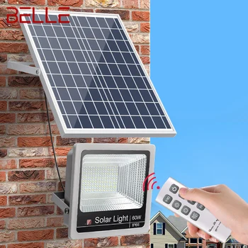 Уличен фенер BELLE Solar Flood Light с дистанционно управление Водоустойчива IP65 Led Външен лампа за градина Тераси.