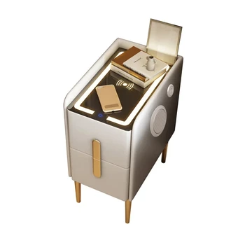 Ультраузкая умна нощно шкафче в модерен стил с безжичен зареждане Bluetooth, нощни шкафчета, функционални аксесоари, приставной маса от ХогарВуда