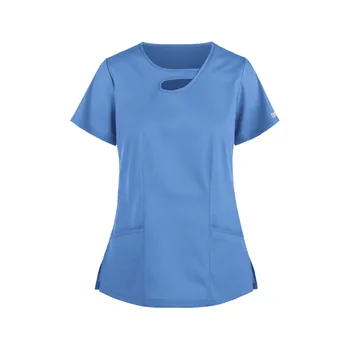 Униформи на медицински сестри, дамски блузи с къси ръкави и джобове, Работа униформи на медицински работници, блузи за медицински сестри, работни дрехи, блузи