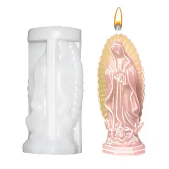 Форма за свещи Goddess Ръчно изработени 3D Силиконова форма на DIY Смола 3D Форма на Дева Мария Лесно да се отстранява за производство на свещи