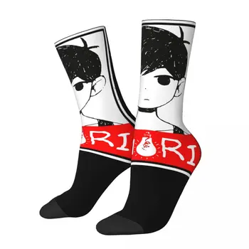Хип-хоп Реколта черни луди мъжки чорапи Omori Game Унисекс в уличном стил, безшевни чорапи с принтом Happy Novelty Crew, подарък за момчета