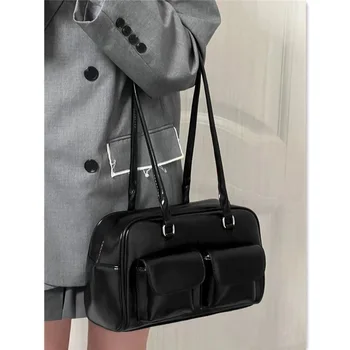 Чанта за боулинг от маслен восък в ретро стил с нишов дизайн, ежедневен преносим чанта през рамо за пътуване до работа