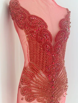 Червена нашивка от тежки планински кристал за декор танцов костюм, корсет от висшата мода, сватбени аксесоари 2023 година, Ново записване