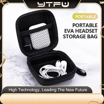 Черна кутия за съхранение, вграден мрежест джоб за носене на Видео - и аудиотехники, кутия за съхранение на слушалки, Преносима потребителска електроника от изкуствена кожа