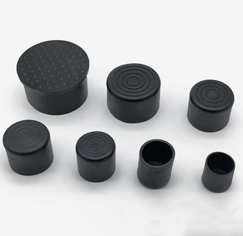 Черни Кръгли шапки от мека гума от PVC с дебелина 6 mm-120 mm, Защитно уплътнение, Прахоустойчив и теглилки, Челни капачки за мебели с болтове за тръби