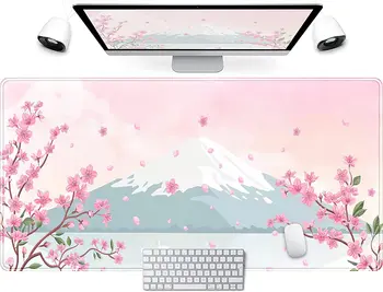 Японски Тенис на Мат Пастельно-Розова Подложка За мишка Mt Fuji Япония Голяма Игри Аниме-Подложка За мишка XXL 31,5x11,8 в стил Кавайный Цвете с Хубав Интериор